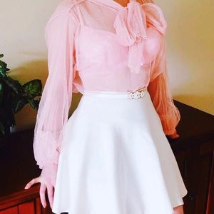 Sheer pink top fits S or M